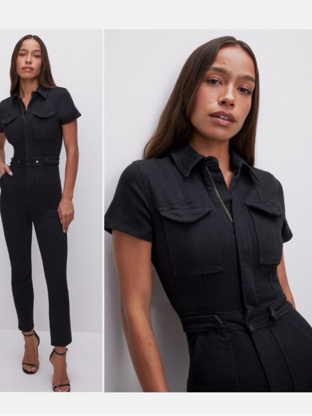 Good American Fit For Success blue denim Jumpsuit